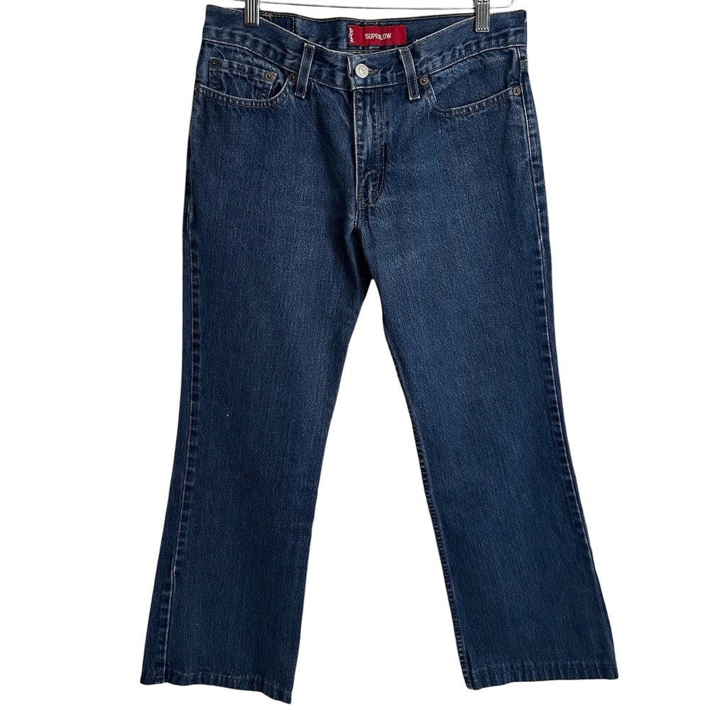 Levi's 518 Super Low Bootcut Jeans Woman Size 9 JR M Dark Wash Denim Y2K Vintage - Picture 2 of 10